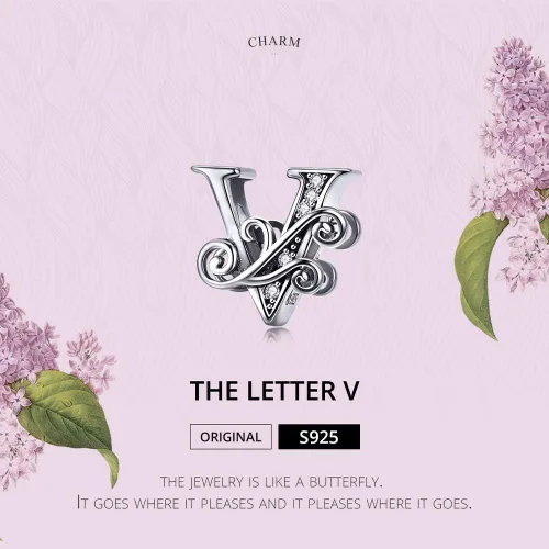 Miniatura 6 de BISAER Dijes de plata de ley 925 con inicial de letra A-Z para pulseras, cuentas del alfabeto, regalos de joyería, Plata esterlina Diamante