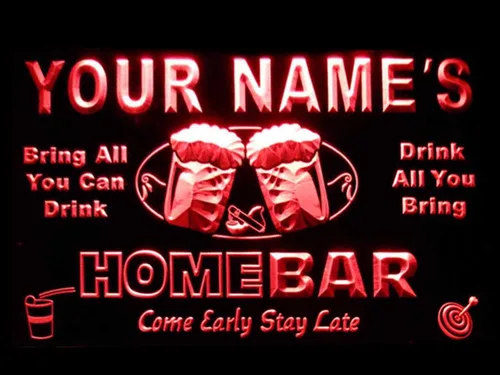 Miniatura 28 de Letrero luminoso Custom Home Bar Beer de neón; personalizado con nombre Blanco