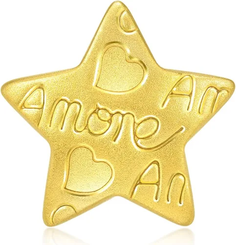 Miniatura 2 de Chow Sang Sang 999 - Aretes de oro macizo de 24 quilates con mensaje Amore 92645E se venden solos no pares