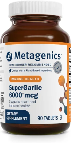Metagenics SuperGarlic 6000 - Alicina súper concentrada de 6000 mcg - Apoya la salud del corazón y el sistema inmunológico* - Suplemento de ajo de
