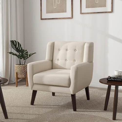 Miniatura 69 de Silla decorativa de piel sintética, moderna silla tapizada para sala de estar, cómodos asientos individuales con botones, asiento de lectura Negro