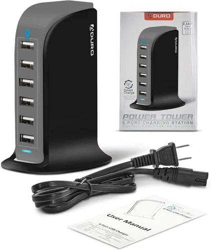 Miniatura 6 de Aduro - Estación de carga de 6 puertos USB 40W de escritorio, para iPhone, iPad, tabletas y smartphones con Smart Flow