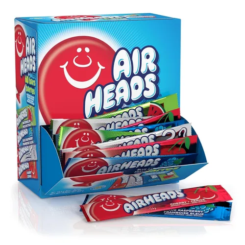 Miniatura 8 de Airheads Dulces, sabores de frutas surtidos, caja de cine, barras de tamaño completo envueltas individualmente, sin fusión, 6 barras por caja, 12