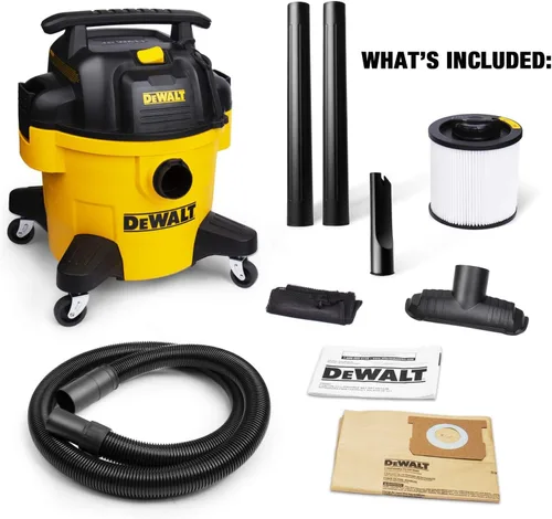 Miniatura 5 de DEWALT DXV06PZ Aspiradoras para seco/húmedo de 4 Peak HP, Aspiradora de 6 galones para seco/húmedo de polietileno, Aspiradora de taller de alta