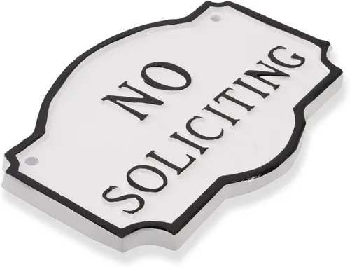Miniatura 2 de Placa estándar Montague No Soliciting de 10" x 15" - Blanco/Negro
