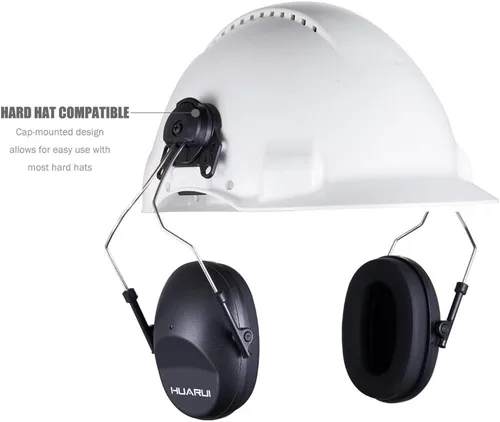 Miniatura 3 de Casco con cancelación de ruido, orejeras acoplables, bloqueo de sonido, protección auditiva para sitios de construcción, adaptadores