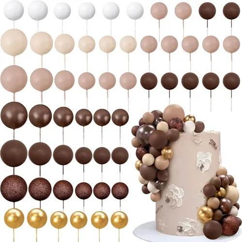 56 piezas de bolas para pastel, decoración de pastel con forma de bola de colores, bolas de perlas para pastel de cupcakes, decoración de pastel