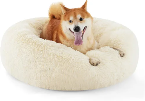 Miniatura 48 de Bedsure - Cama relajante para perro mediano, lavable, tipo dona, cama para gato, antideslizante, redonda, afelpada, mullida, de piel sintética