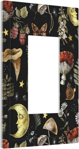 Miniatura 66 de Placa Cubierta de Interruptor de Luz de Palanca Individual con Diseño de Flor Botánica en Tablero de Madera Rústico Estilo Granja - Placa de Pared