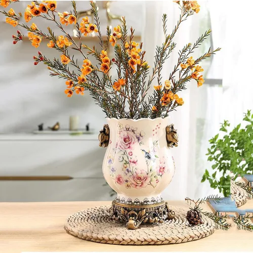 Miniatura 2 de Jarrón alto de piso chino de cerámica para decoración del hogar, florero japonés de 8.3 pulgadas, recipiente sofisticado para ramas decorativas
