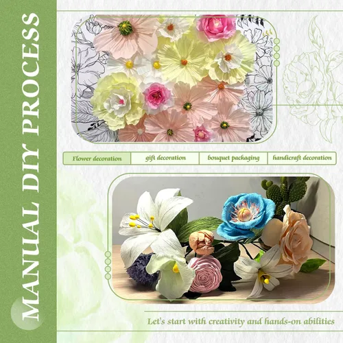 Miniatura 4 de Mlurcu Papel crepé - 6 rollos de serpentinas de crepé verdes, 10 pulgadas de ancho, kit de manualidades de flores para bodas y fiestas de festivales