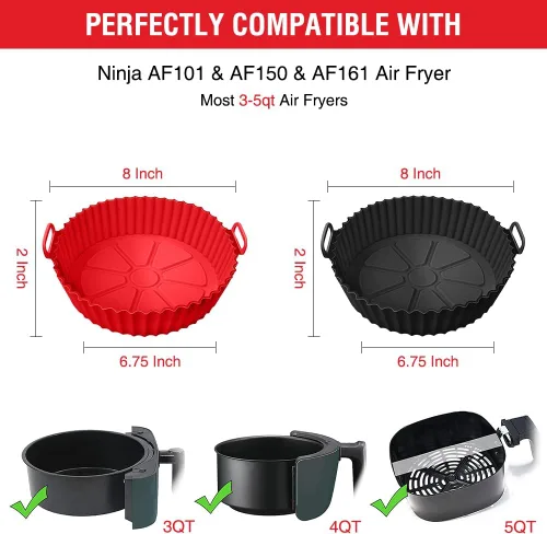 Miniatura 2 de Forros de silicona para freidora de aire Ninja AF101/161/150, compatible con COSORI/Gourmia/PowerXL/Instant