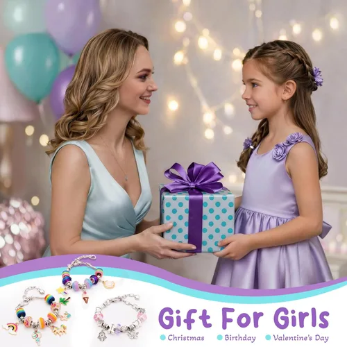 Miniatura 8 de Kit para hacer pulseras con abalorios y juguete de unicornio/sirena para niñas: ideal para manualidades para niñas de 8 a 12 años que inspiran