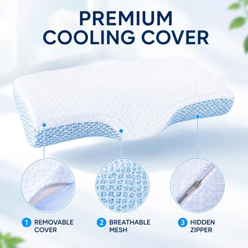 Miniatura 5 de DR.DREAM Almohada de espuma viscoelástica – Almohada cervical ergonómica de contorno para soporte del cuello, almohada de cama transpirable