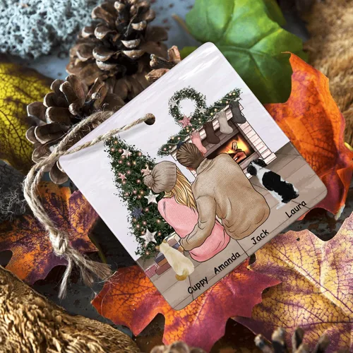 Miniatura 6 de Bonitos adornos personalizados para parejas con retrato, adorno personalizado para árbol de Navidad con nombre de mascota, perro, gato, raza, regalo