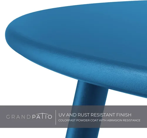 Miniatura 4 de Grand patio Mesa auxiliar redonda pequeña para exteriores con pies ajustables de 18 pulgadas, moderna mesa auxiliar para patio, porche, azul pavo
