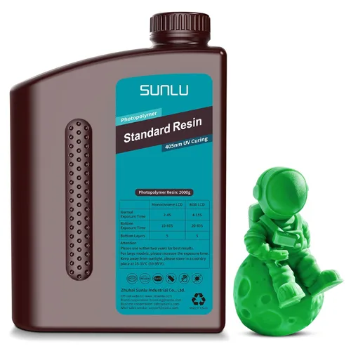 Miniatura 12 de SUNLU Resina para impresora 3D, 1kg de curado rápido, resina estándar 3D para impresoras 3D LCD DLP SLA, curado UV de 395-405nm, resina líquida