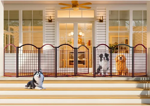 Miniatura 8 de 4NM Puerta de metal expandible para perros sin perforaciones, extra ancha de 144 pulgadas, extra alta de 32 pulgadas, puerta para mascotas