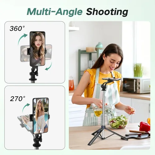 Miniatura 2 de Trípode selfie stick de 70 pulgadas para iPhone con control remoto, palo selfie extensible para iPhone, trípode portátil para teléfono de viaje