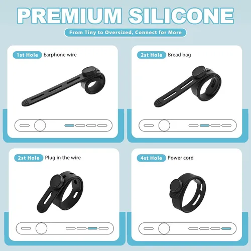 Miniatura 2 de 30 piezas de bridas de cable de silicona reutilizables, bridas de cable de silicona, envolturas flexibles para la organización de cables de carga