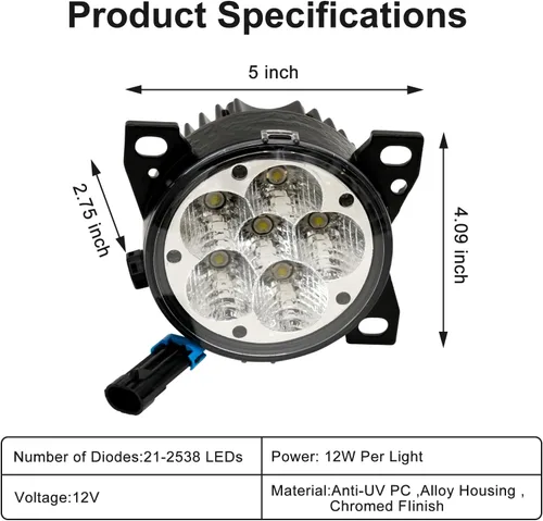 Miniatura 6 de Juego de lámparas LED para luces antiniebla de reemplazo para Kenworth T660 T680 (SET)