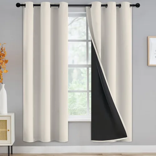 Miniatura 207 de Yakamok Cortinas negras, cortinas de ventana con aislamiento térmico y eficiencia energética para dormitorio, cortinas opacas completas y cortinas