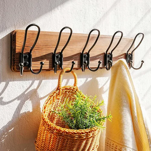 Miniatura 8 de Dseap Perchero de Pared Montado - Perchero Resistente de Granja Rústico de Pared con 5 Ganchos de Alambre para Ropa, Sombrero, Chaqueta, Toalla