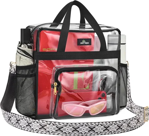 Miniatura 84 de MAY TREE Bolsa transparente para eventos en estadios de 12 x 6 x 12 pulgadas, bolsa de almuerzo transparente con correas reforzadas para trabajo