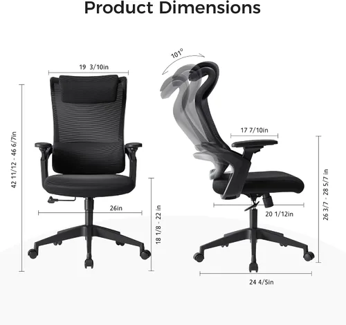 Miniatura 2 de EUREKA ERGONOMIC OC77 Silla de oficina de malla, silla de oficina ergonómica, sillas de escritorio de oficina en casa con reposacabezas de gran