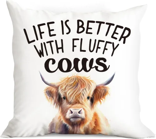 huester Fundas de almohada de vaca Highland de 18 x 18 pulgadas, regalos de vaca de las tierras altas del oeste para mujeres y niñas, fundas de