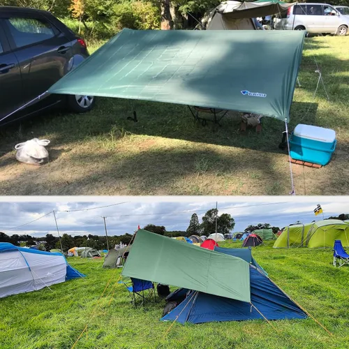 Miniatura 6 de TRIWONDER Hamaca para lluvia, mosca, lona impermeable, tienda de campaña, huella, tela de suelo, para mochileros, refugio de campamento, para 01