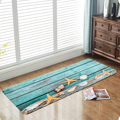 Miniatura 14 de LYFANS Alfombras de baño de espuma de esponja absorbente suave para baño y cocina (47 x 18 pulgadas), tapete de franela antideslizante brillante