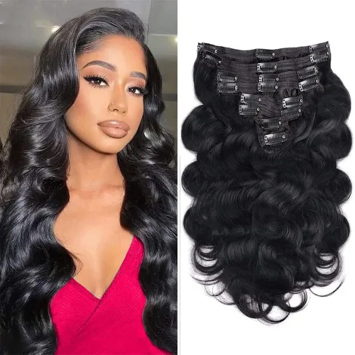 Miniatura 48 de Extensiones de cabello con clip de 12 pulgadas, rizado birmano, negro natural, extensiones de cabello con clip rizado birmano, cabello humano real