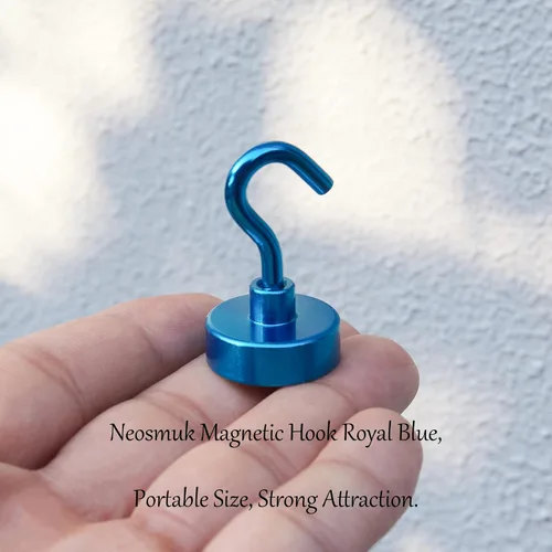 Miniatura 4 de NEOSMUK - Ganchos magnéticos de alta resistencia con imanes extrafuertes para colgar en refrigerador, crucero, cabinas o parrilla, color azul, Azul