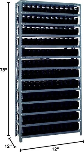 Miniatura 10 de Quantum QSBU-245BK Heavy Duty Shelving Unit with (7) Shelves and (24) QUS245 Black Bins for Garage Warehouse Storage Distribution 400 lb Load