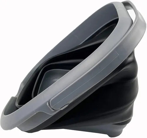 Miniatura 4 de SAMMART Cubo cuadrado plegable de 8.5 L (2.2 galones) con tapa/cubo de agua cuadrado plegable con tapa/bañera portátil con asa y tapa (gris/negro)
