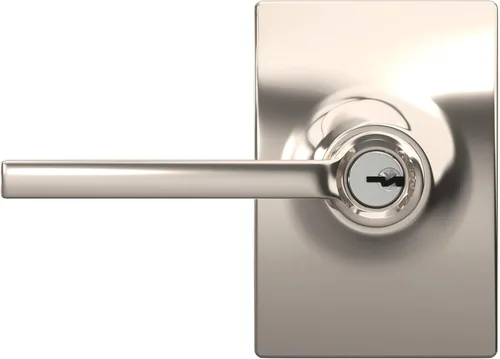 Miniatura 7 de SCHLAGE F51A LAT 618 CEN Latitude - Manija con bloqueo de entrada con llave y moldura Century, en acabado de níquel pulido