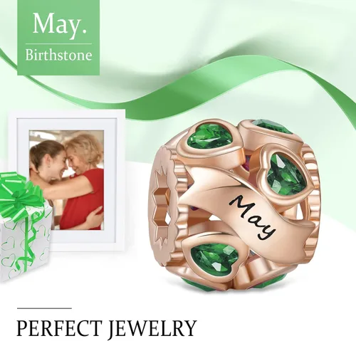 Miniatura 72 de Abalorio de plata de ley 925 con piedra natal de Ningan, abalorio de corazón para pulseras y collares, regalo de cumpleaños para mujeres y niñas