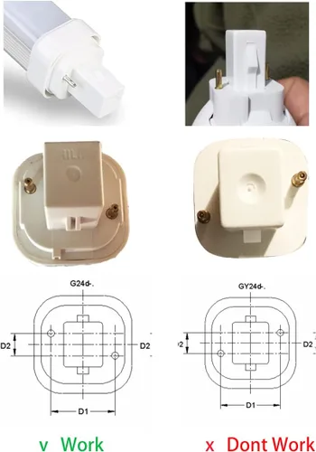 Miniatura 2 de Adaptador G24d a E26/E27 (no GY24d) Adaptador de enchufe CFL de 2 pines de 0.858 in G24 a E26/E27, convertidor de base de lámpara GX24d a E26/E27