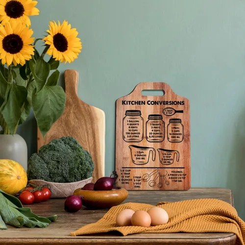 Miniatura 5 de Tabla de conversión de cocina rústica, arte de pared de madera, tabla de conversión de medidas, letrero decorativo, utensilios de cocina, utensilios