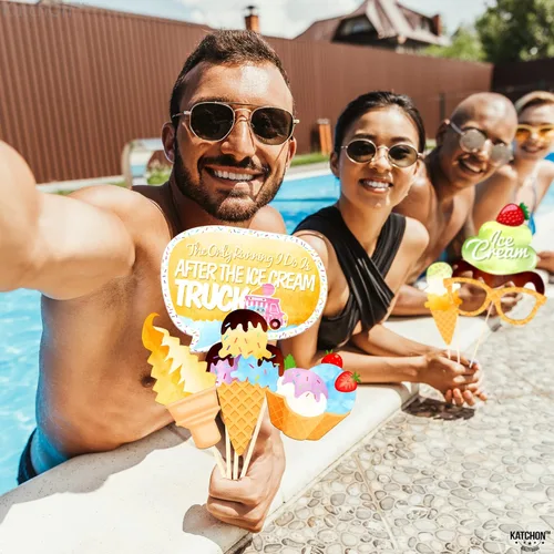 Miniatura 5 de KatchOn, Accesorios para cabina de fotos de helados – Paquete de 31 Accesorios de fotos de helados para decoraciones de fiesta de helado