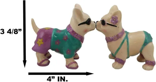 Miniatura 2 de Ebros Gift Vacaciones, playa, luna de miel, amantes de la luna de miel, besos, chihuahua, pareja, perros, con sombrillas, bikini, chanclas, salero