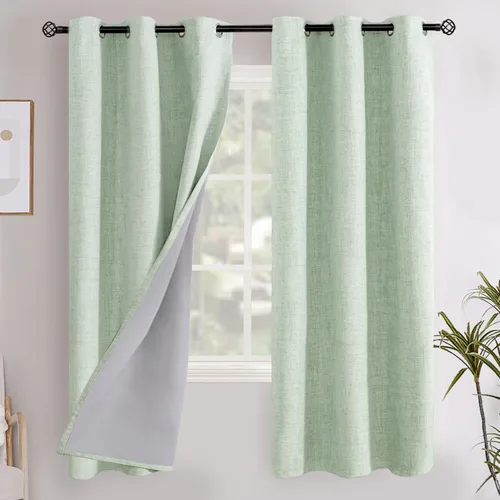 Miniatura 38 de YoungsTex - Cortinas opacas de lino para dormitorio, oscurecimiento de la habitación, cortinas con textura de lino, paneles con aislamiento térmico