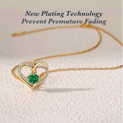 Miniatura 3 de Collar de corazón para mujer Joyas de oro para mujer con circonita cúbica bithstone Aniversario, cumpleaños, boda, día de San Valentín, regalo
