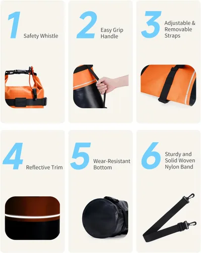 Miniatura 5 de ECOHUB - Bolsa seca impermeable para mujeres y hombres, 5 L/10 L/20 L, ligera, con tapa enrollable, mochila de almacenamiento seca para viajes