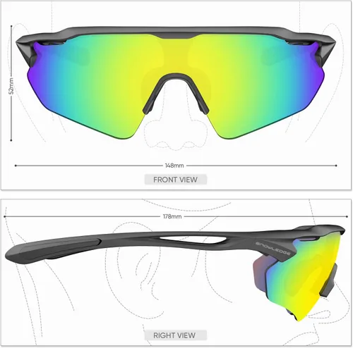 Miniatura 2 de Gafas de ciclismo, lentes deportivos polarizados con marco irrompible TR90, anti-UV400 A # Negro y gris basado en lentes REVO Gold