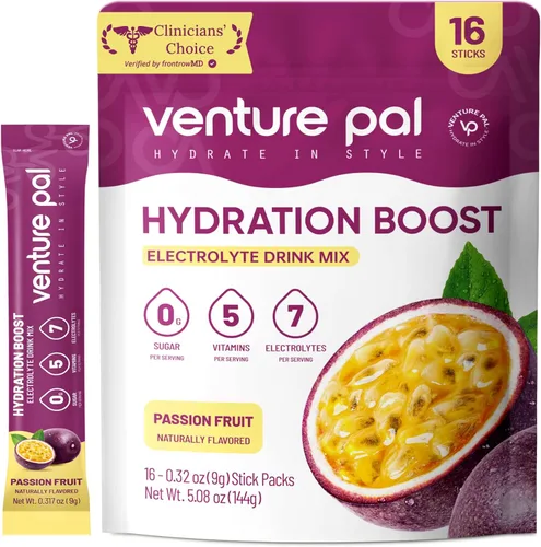 Venture Pal Paquetes de electrolitos en polvo sin azúcar, mezcla de bebida líquida diaria IV para hidratación rápida y recuperación de fiestas, 5