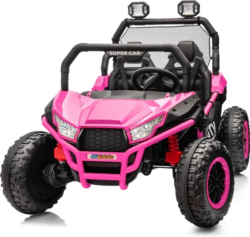 Miniatura 10 de Hikiddo Vehículo UTV de 2 plazas, auto de juguete para niños grandes con control remoto, 2WD/4WD conmutable, 4 motores de 200 W, rojo oscuro