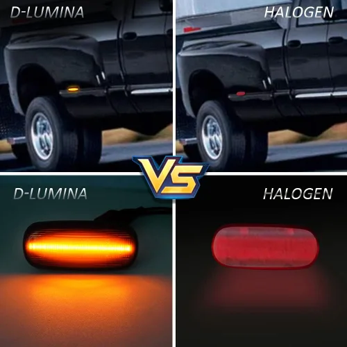 Miniatura 3 de D-Lumina Conjunto de luces LED laterales ámbar y rojo compatible con Dodge Ram 2500 3500 2003-2009 marcadores laterales de guardabarros de cama