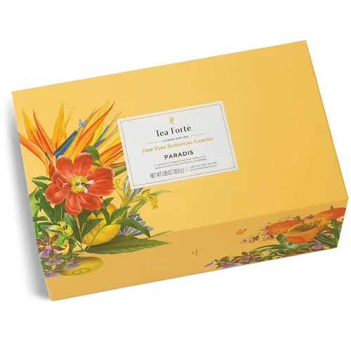 Miniatura 7 de Tea Forte Paradis Juego de regalo de té premium de 3 piezas con taza de café amarilla de mango, bandeja de té y 10 bolsas de infusor de té